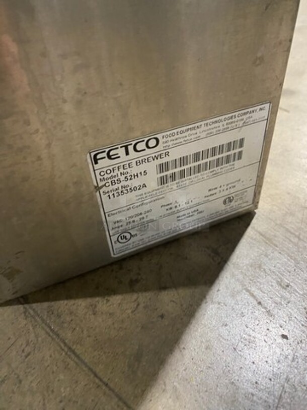 Fetco Commercial Countertop Dual Side Coffee Brewer! All Stainless Steel! Model: CBS52H15 SN: 11353502A 120/208/240V 3 Phase - Image 8 of 9