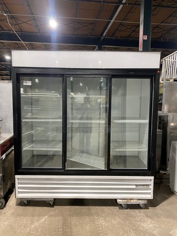 Beverage Air Commercial 3 Door Reach In Cooler Merchandiser! With View Through Doors! With Poly Coated Racks! Model: MT66 SN: 4450558 115V 60HZ 1 Phase