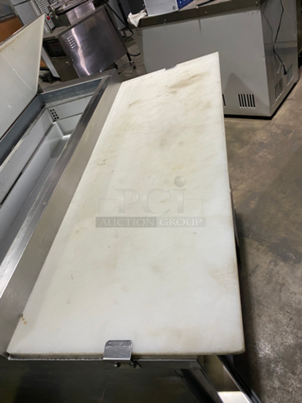 NICE! Entree Refrigerated Pizza Prep Table! With Cold Top! With Commercial Cutting Board! Single Door Storage Area Underneath! With Poly Coated Rack! All Stainless Steel! On Casters! Model: P47 SN: 1402ENTH04423 115V 60HZ 1 Phase - Image 8 of 11