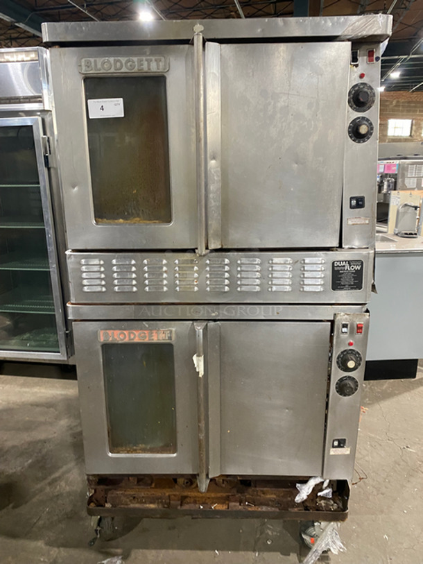 Blodgett Commercial Natural Gas Powered Double Deck Convection Oven! With View Through And Solid Doors! Metal Oven Racks! All Stainless Steel! On Casters! 2x Your Bid Makes One Unit!