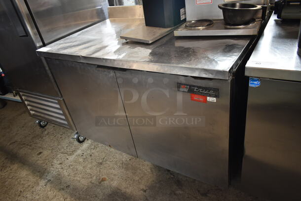 True Stainless Steel Commercial 2 Door Undercounter Cooler on Commercial Casters. 115 Volts, 1 Phase. Tested and Working!