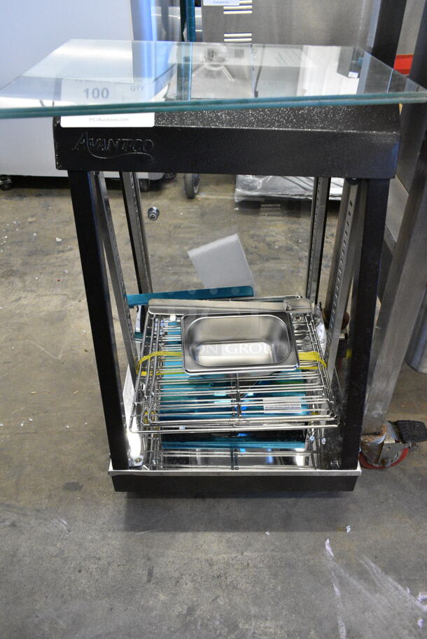 BRAND NEW SCRATCH AND DENT! 2024 Avantco 177HDC13 3" Self/Full Service 3 Shelf Countertop Heated Display Case with Hinged Doors. 120 Volts, 1 Phase. Tested and Working! - Image 1 of 5
