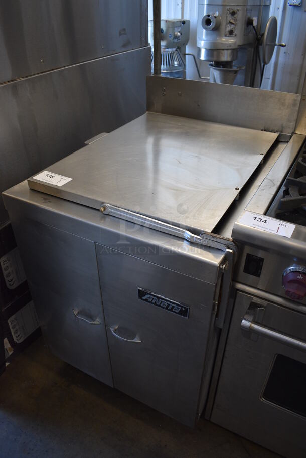 Anets E-18X26B Stainless Steel Commercial Floor Style Electric Powered Donut Fryer w/ Dough Dropper Arm Piece. Goes GREAT w/ Item 136! 208 Volts, 3 Phase. 25x32x55