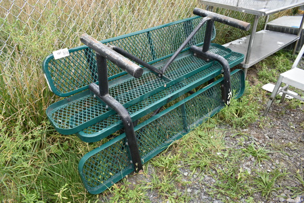3 Green Metal Mesh Benches. 3 Times Your Bid! - Image 2 of 3