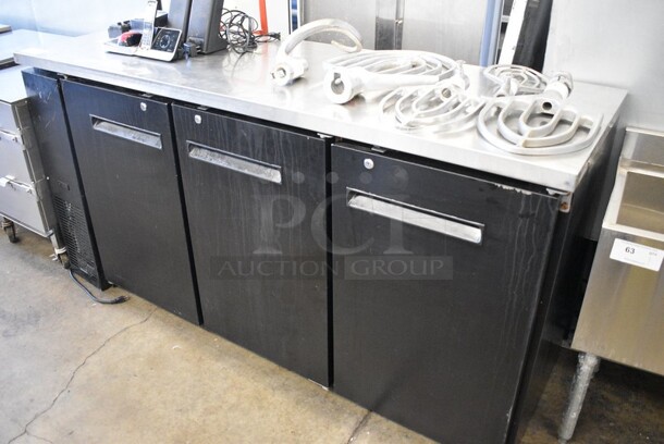 Omcan Model UBB-24-72F Metal Commercial 3 Door Back Bar Cooler w/ Poly Coated Racks. 72.5x24.5x36.5. Tested and Powers On But Does Not Get Cold - Image 3 of 8