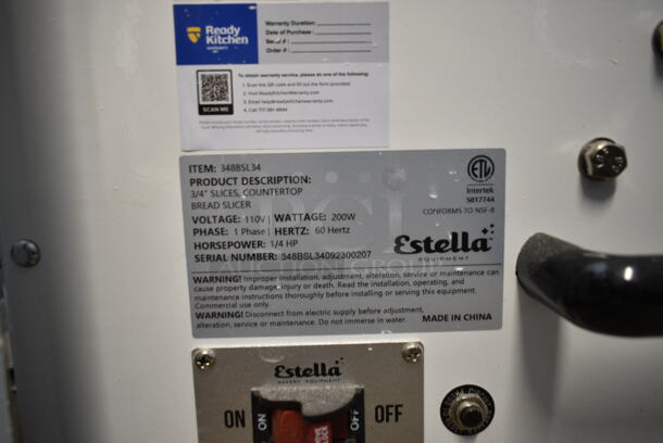 BRAND NEW SCRATCH AND DENT! Estella 348BSL34 Metal Commercial Countertop 3/4" Bread Loaf Slicer. 110 Volts, 1 Phase. Tested and Working! - Image 5 of 5