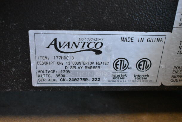 BRAND NEW SCRATCH AND DENT! 2024 Avantco 177HDC13 3" Self/Full Service 3 Shelf Countertop Heated Display Case with Hinged Doors. 120 Volts, 1 Phase. Tested and Working! - Image 5 of 5