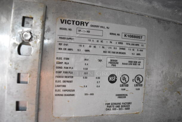 Victory VF-1-HD Stainless Steel Commercial 2 Half Size Door Reach In Freezer w/ Poly Coated Racks. 115 Volts, 1 Phase. Tested and Powers On But Does Not Get Cold - Image 4 of 4