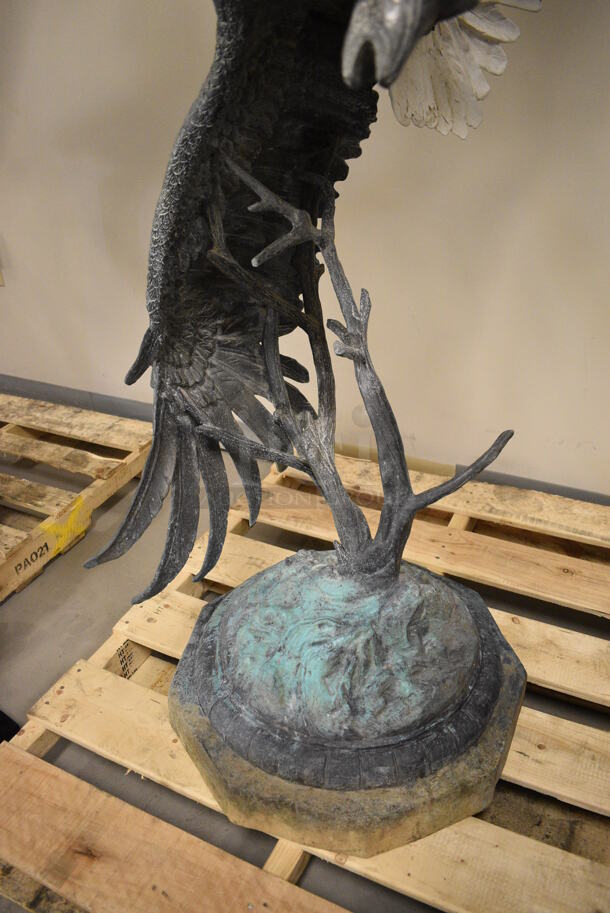 GLORIOUS Cast Bronze Statue of 2 Eagles Fighting Over a Fish - Image 5 of 7