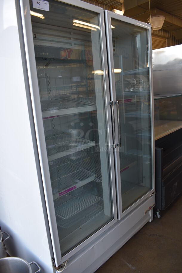 National Model ULG50BCP-6 Baskin Robbins Metal Commercial 2 Door Reach In Freezer Merchandiser w/ Poly Coated Racks. 115/208-230 Volts, 1 Phase. 51x35x80