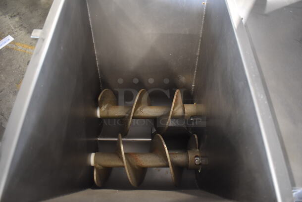 Hollymatic 190 Stainless Steel Commercial Floor Style Meat Grinder on Commercial Casters. 230 Volts.  - Image 10 of 11