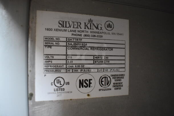 Silver King SKTTR7F Commercial Stainless Steel Cooler With Glass Door And Polycoated Shelf. 115V Tested and Working! - Image 5 of 6