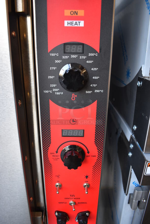 BRAND NEW SCRATCH AND DENT! LATE MODEL! Vulcan Model VC5ED Stainless Steel Commercial Electric Powered Full Size Convection Oven w/ View Through Doors, Metal Oven Racks and Thermostatic Controls on Metal Legs. 208 Volts, 3/1 Phase. 40x31x54. Tested and Working! - Image 4 of 8