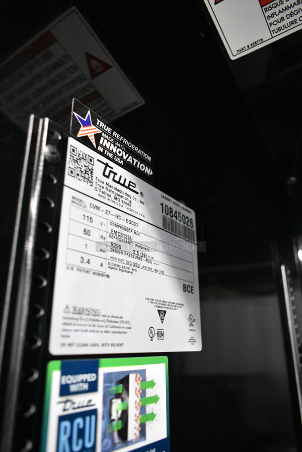 BRAND NEW SCRATCH AND DENT! 2024 True CVM-27-HC Metal Commercial Single Door Reach In Cooler Merchandiser w/ Poly Coated Racks. See Pictures for Broken Glass. 115 Volts, 1 Phase. Tested and Working! - Image 8 of 8