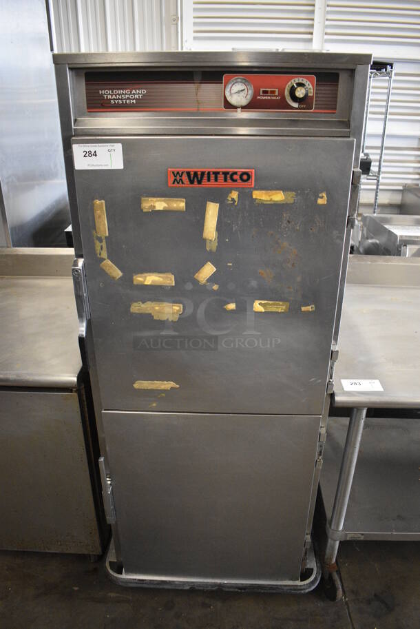 Wittco Stainless Steel Commercial 2 Half Size Door Reach In Warming Cabinet on Commercial Casters. 25x30x66. Tested and Working! - Image 1 of 6