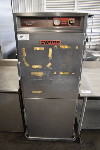 Wittco Stainless Steel Commercial 2 Half Size Door Reach In Warming Cabinet on Commercial Casters. 25x30x66. Tested and Working!