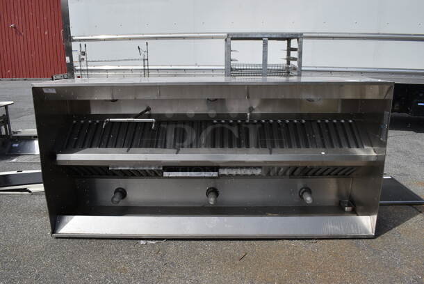 9.5' Stainless Steel Commercial Grease Hood w/ Filters. 115x24x55