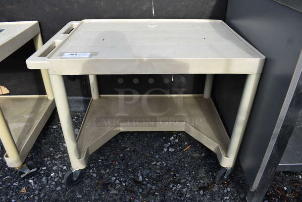 Tan Poly 2 Tier Cart on Commercial Casters. 35x24x28 - Image 1 of 3