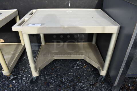 Tan Poly 2 Tier Cart on Commercial Casters. 35x24x28