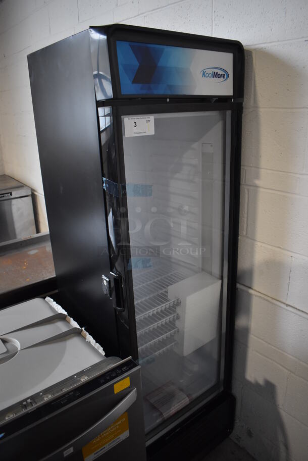 BRAND NEW SCRATCH AND DENT! KoolMore MDR-9CP Metal Commercial Single Door Reach In Cooler Merchandiser. 115 Volts, 1 Phase. 21x21x69. Tested and Working! - Image 2 of 6