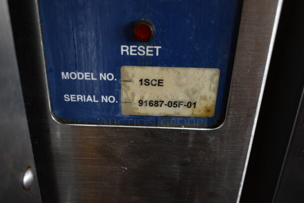 Cleveland 1SCE Stainless Steel Commercial Electric Powered Single Deck Steam Cabinet on ES21301 Stainless Steel Equipment Stand. 208 Volts, 3 Phase.  - Image 6 of 7
