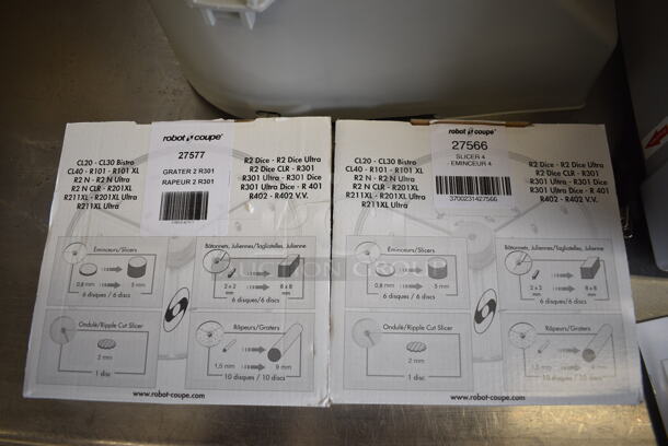 BRAND NEW IN BOX! Robot Coupe Model R2N Metal Commercial Countertop Food Processor w/ Bowl, Lid, S Blade, Continuous Feed Head, 27577 Grater Blade, 27566 Slicer Blade. 120 Volts, 1 Phase. 8x11x18. Tested and Working! - Image 9 of 9