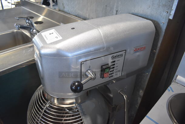 BRAND NEW SCRATCH AND DENT! Galaxy 177GMIX30 Metal Commercial Floor Style 30 Quart Planetary Dough Mixer w/ Stainless Steel Mixing Bowl, Bowl Guard, Dough Hook, Balloon Whisk and Paddle Attachments. Missing Fan. 110 Volts, 1 Phase. 22x26x46. Tested and Working! - Image 8 of 10