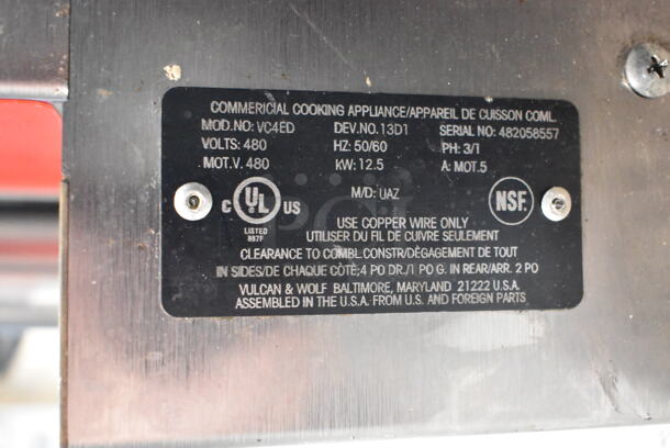 BRAND NEW SCRATCH AND DENT! Vulcan VC4ED ENERGY STAR Stainless Steel Commercial Electric Powered Full Size Convection Oven w/ View Through Doors, Metal Oven Racks and Thermostatic Controls. 480 Volts, 3/1 Phase. No Legs.  - Image 5 of 5