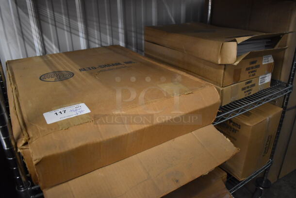 ALL ONE MONEY! Tier Lot of Various Items Including 3 Boxes of 6 Cambro Poly Full Size Drop In Bin Lids and Alto Shaam Piece - Image 1 of 5