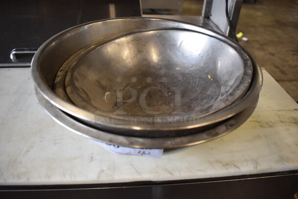 4 Various Metal Bowls. Includes 13x13x5.5. 4 Times Your Bid!