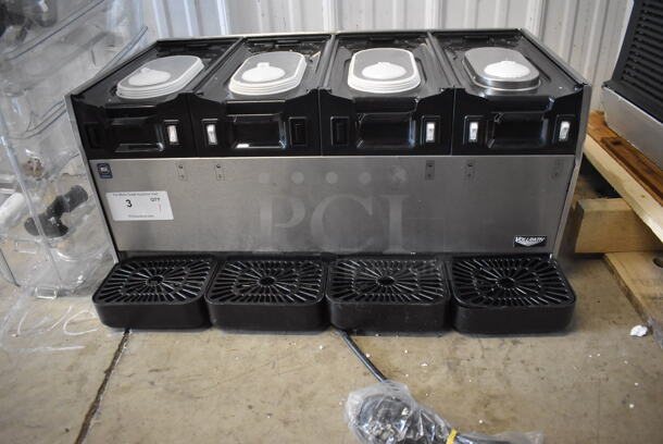 BRAND NEW SCRATCH AND DENT! Vollrath VBBE4-37-S Stainless Steel Commercial Countertop Quadruple 5.28 Gallon Bowl Refrigerated Beverage Dispenser with Stirring Paddle Circulation. 115 Volts, 1 Phase. Hoppers Are Stuck Together. Tested and Powers On - Image 3 of 10