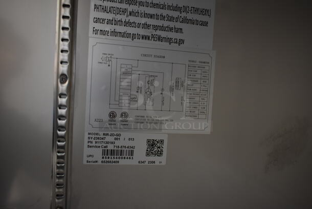 BRAND NEW SCRATCH AND DENT! 2023 KoolMore RIR-2D-GD Stainless Steel Commercial 2 Door Cooler Merchandiser w/ Poly Coated Racks on Commercial Casters. 115 Volts, 1 Phase. Tested and Working! - Image 7 of 9
