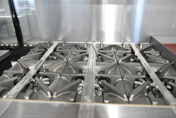 BRAND NEW! 2023 Garland G60-6G24CR Stainless Steel Commercial Floor Style Natural Gas Powered 6 Burner Range w/ Right Side Flat Top Griddle, 2 Ovens, Over Shelf and Back Splash. - Image 6 of 12