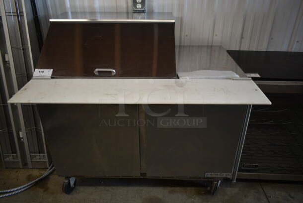 Beverage Air SPE48HC-12M Stainless Steel Commercial Sandwich Salad Prep Table Bain Marie Mega Top on Commercial Casters. 115 Volts, 1 Phase. Tested and Working! - Image 1 of 8