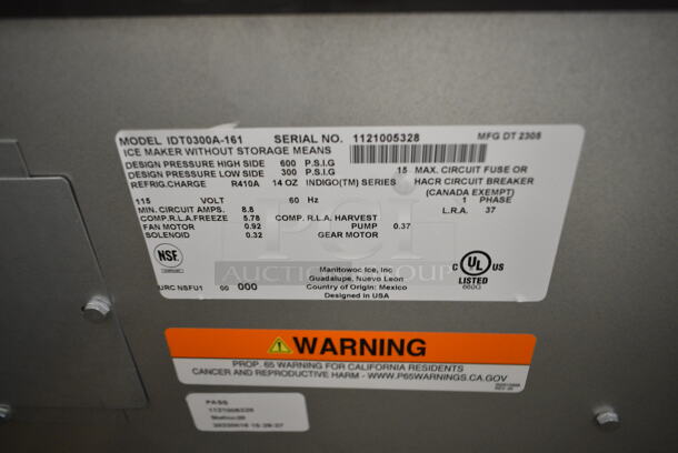 BRAND NEW SCRATCH AND DENT! 2023 Manitowoc IDT0300A-161 Indigo NXT 30" Air Cooled Full Dice Cube Ice Machine. 305 lb. 115 Volts, 1 Phase.  - Image 5 of 5