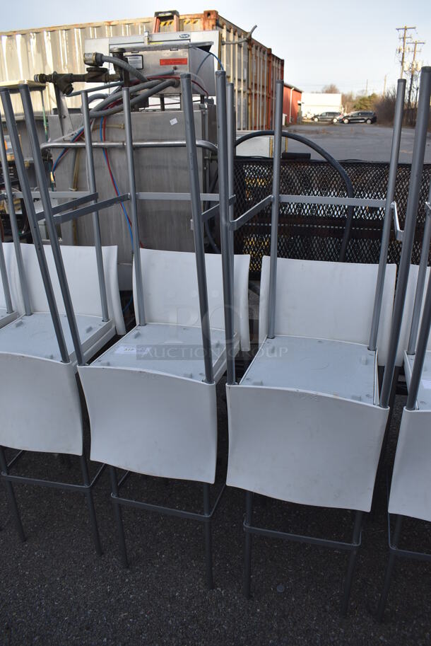 4 Bikini Design Jorge Pensi Amat White Bar Height Chairs on Metal Legs. Stock Picture - Cosmetic Condition May Vary. 16x16x41. 4 Times Your Bid! - Image 8 of 8