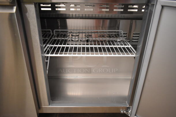 BRAND NEW SCRATCH AND DENT! 2023 Avantco 178SSPT71HC Stainless Steel Commercial Sandwich Salad Prep Table Bain Marie Mega Top on Commercial Casters. 115 Volts, 1 Phase. Tested and Working! - Image 10 of 11