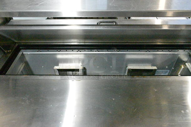 2018 True TSSU-60-16D-2-HC Stainless Steel Commercial Sandwich Salad Prep Table Bain Marie Mega Top w/ Over Shelf on Commercial Casters. 115 Volts, 1 Phase. Tested and Working! - Image 3 of 8
