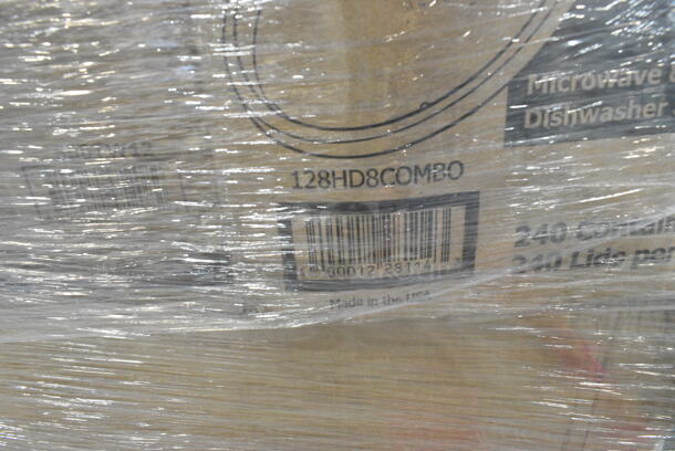 27 BRAND NEW Boxes Including 394365XL Noble Products Powder-Free Disposable Clear Vinyl Gloves for Foodservice - Extra Large - 1000/Case, 128HD8COMBO Choice Heavy Duty 8 oz. Microwavable Translucent Plastic Deli Container and Lid Combo Pack - 240/Case, 500TW12 Choice 12 oz. Translucent Thin Wall Plastic Cold Cup - 1000/Case, 5008W Choice 8 oz. Tall White Poly Paper Hot Cup - 1000/Case, 795PTOKFT4 Choice Kraft Microwavable Folded Paper #4 Take-Out Container 7 3/4" x 5 1/2" x 3 1/2" - 160/Case, 500TW12 Choice 12 oz. Translucent Thin Wall Plastic Cold Cup - 1000/Case, 127P150C Choice 1.5 oz. Clear Plastic Souffle Cup / Portion Cup - 2500/Case, 394385L Noble Products White Powder-Free Disposable Latex Gloves for Foodservice - Large - 1000/Case, 760VP130 Carnival King 130 oz. Popcorn Bucket - 150/Case, 500LFLAT Choice Clear Flat Lid with Straw Slot - 9, 12, 16, 20, and 24 oz. - 1000/Case. 27 Times Your Bid!  - Image 6 of 12