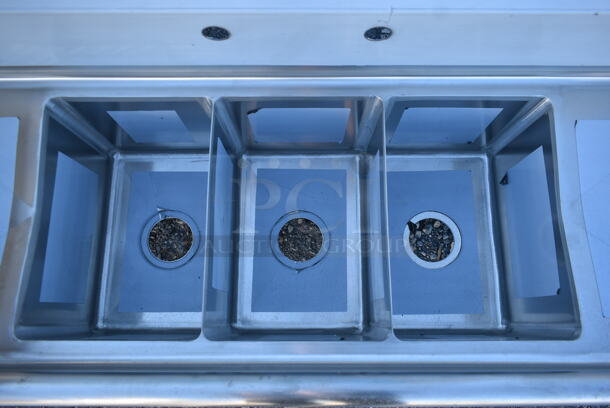 BRAND NEW SCRATCH AND DENT! KoolMore SC101410-12B3 Stainless Steel Commercial 3 Bay Sink w/ Dual Drain Boards. No Legs. Bays 10x14. Drain Boards 10x16.  - Image 3 of 6