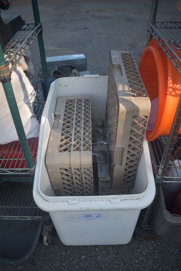 ALL ONE MONEY! Lot of Dish Caddies, White Container On Commercial Casters, Shot Glasses AND MORE!  - Image 1 of 6