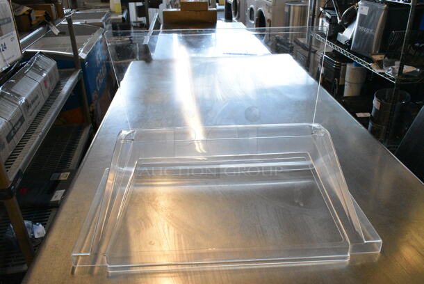 Lot of BRAND NEW SCRATCH AND DENT! Clear Poly Items Including 3 Cambro 18266CW135 Camwear 26" x 18" x 6" Clear Polycarbonate Food Storage Box, Poly Lid.   - Image 6 of 6