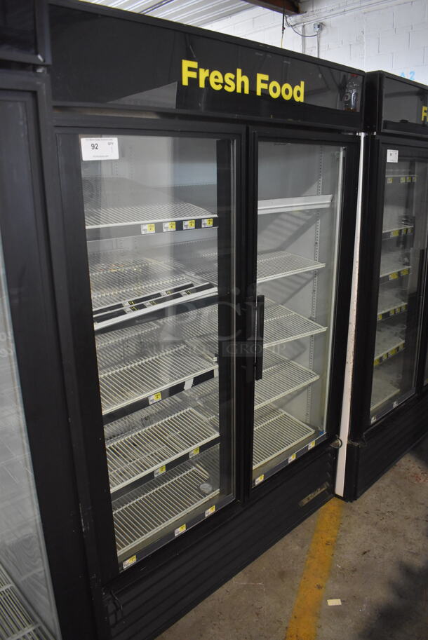 2011 True GDM-49 Two Section Reach-In Floor Standing Glass Door Merchandiser Cooler In Black With Polycoated Racks. 115V, 1 Phase. Tested And Working - Image 2 of 6