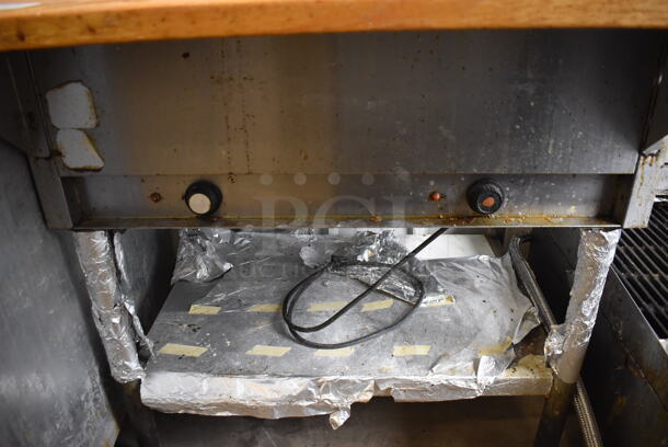 Stainless Steel Commercial 2 Well Steam Table w/ Butcher Block Cutting Board, 2 Tier Over Shelves and Under Shelf. 115 Volts, 1 Phase. 34x30.5x64. Tested and Does Not Power On - Image 5 of 6