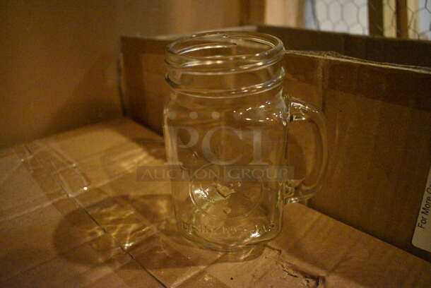 7 Boxes of 12 BRAND NEW Acopa 16 oz County Fair Drinking Jar Glasses. 4x3x5. 7 Times Your Bid! (glass room - off of bar area)