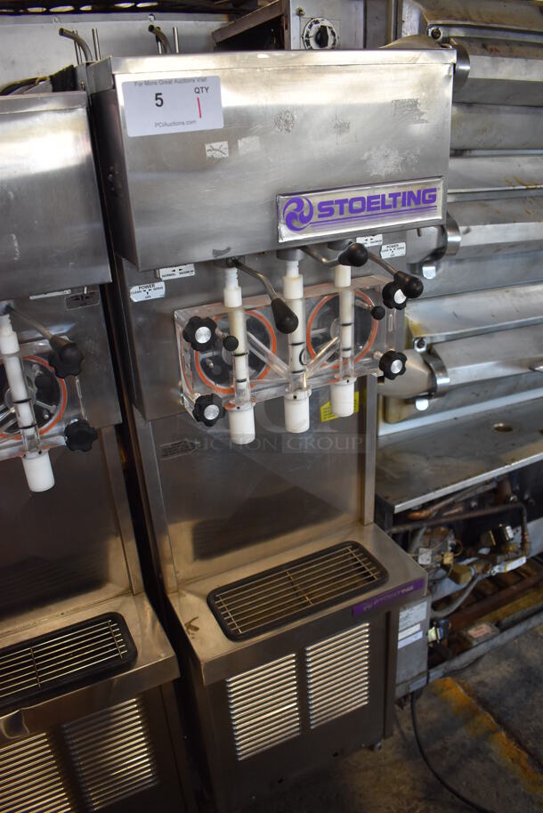 Stoelting 237R-109G Stainless Steel Commercial Floor Style Air Cooled 2 Flavor w/ Twist Soft Serve Ice Cream Machine on Commercial Casters. Goes GREAT w/ Lot 118! 208/230 Volts, 3 Phase. 16x43x67 - Image 2 of 7