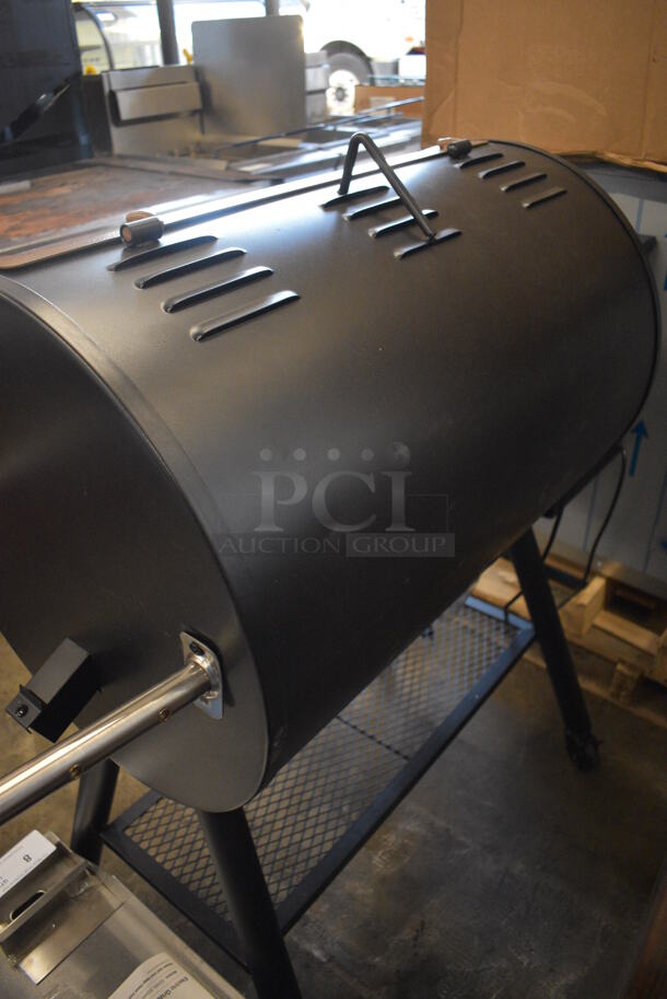 Backyard Pro PL2030 Metal Floor Style Outdoor Portable Wood-Fire Pellet Grill and Smoker Grill on Commercial Casters. Used a Few Times at Trade Show. 54x24x45. Tested and Working! - Image 9 of 10