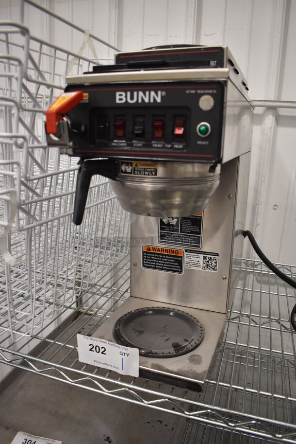 2016 Bunn CWTF-35-3 Stainless Steel Commercial Countertop Coffee Machine w/ Hot Water Dispenser and Metal Brew Basket. 120/208-240 Volts, 1 Phase. 8x18x19 - Image 2 of 5