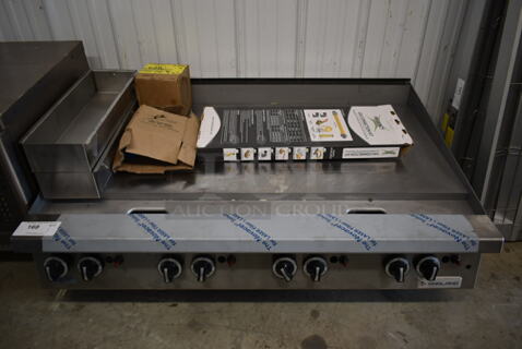 BRAND NEW SCRATCH AND DENT! LATE MODEL! Garland 372GT48GT48N Stainless Steel Commercial Countertop Gas Powered Chrome Top Flat Top Griddle w/ Regency Gas Connection Kit.
