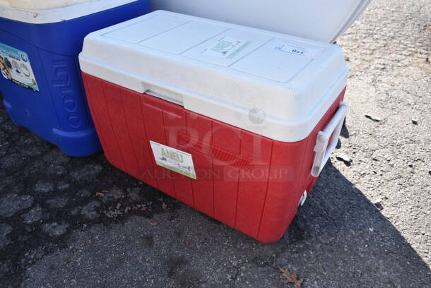 Coleman Red and White Poly Portable Cooler. 25x14x16 - Image 2 of 4
